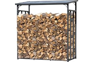 QUICK STAR Metall vedhylla antracit XXL 185 x 70 x 185 cm kampanj trädgård vedskydd 2,3 m³ vedförvaring stapelstöd utomhus