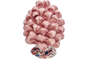 sicilia bedda - Pigna Siciliana con Piede Decorato - Modello Maioliche - Ceramica di Caltagirone (Altezza 12 x 8, Rosa)