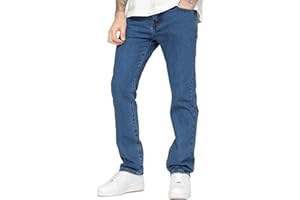 BRAND KRUZE Mens Straight Leg Jeans Casual Cotton Regular Fit Denim Pants for All Waist Sizes