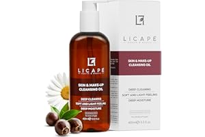 Licape® Reinigungsöl Gesicht | 400 ml | Abschminken & Gesichtsreinigung | Ölbasierte Pflege mit Kamillenextrakt | Tiefenreinigung für Haut | Make-up Entferner für fettige & empfindliche Haut
