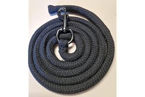 PFERDESEILE_DE Führstrick extra stabil- Baumwolle mit Kern - 2 Meter mit schwarzem Karabiner - All in Black -