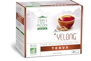 THES DE LA PAGODE Thés de la Pagode - Thé Yelong Bio - Thé Bio Wulong au ginseng - Vitalité - Boîte infusettes de 30 infusettes