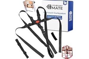 Hochstuhl 5-Punkt Gurtsystem, 1 Set, kompatibel mit bebeconfort, Kinderkraft, Safety 1st, uvm., in Schwarz, mit Schrittgurt, einstellbarer Kinderhochstuhl Sicherheitsgurt, Hochstuhlgurt 5 Punkte