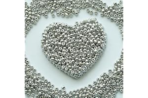 VOOMOLOVE Perline in vetro 6/0 da 4 mm, circa 1600 pezzi/110 grammi in sacchetto, per realizzare orecchini, gioielli in vita, perline fai da te fatte a mano (argento)