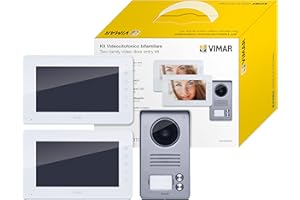 Vimar K40911 Kit Videocitofono Bifamiliare Con Alimentatori Multispina, ‎Attivazione con solo Movimento, Bianco / Grigio, ‎16 x 2 x 9 cm, 1.78 Kg