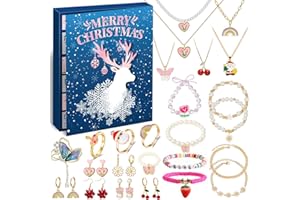 iZoeL Adviento Calendario Joyería Niñas Adolescentes 2025 Calendario Adviento 24 Gran Lindo Calendario Joyería Calendario Navidad Collar Pulsera Anillos Pendientes