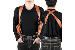 YOFAPA Schulterholster aus Leder, universelles vertikales verdecktes Holster mit doppeltem Magazinhalter, passend für Glock 1911 und die meisten Pistolentypen