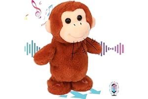 Hopearl Sprechender singender AFFE wiederholt, was Sie Sagen Gehen elektrisches interaktives animiertes Spielzeug, das Plüsch-Buddy-Geschenke für Kleinkinder spricht, Braun, 21.5cm