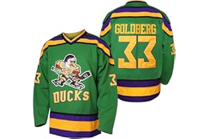 PHM Hombres Charlie Conway 96 Adam Banks 99 Greg Goldberg 33 Mighty Ducks Movie Ice Hockey Jersey Costura Verde Blanco S-XXXL