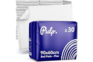 30 x PULP Krankenunterlagen 60x90cm | Hoch Saugfähig, Einweg Inkontinenz Bettunterlage | Wickelunterlage Für Babys | Inkontinenzauflagen Und Bettunterlage Wasserdicht Für Erwachsene, Baby's Haustiere