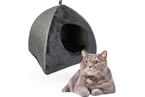 Crea Caty - Cuccia per gatti Morbida Calda Lettino casa Letto Igloo Interno casetta cuccetta Chiusa per Gatto, Cani Piccoli, lettino Cuccioli.Nicchia nido per Gatti. (BLU SCURO)