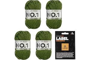 ‎MYBOSHI myboshi No.1 Wolle zum Häkeln und Stricken, Schnellstrickgarn, inkl. Label, Strickwolle, Häkelwolle, mulesing-frei, Ll. 55m /50g, 30% Wolle (Merinowolle) Grün (Jagdgrün), 4 Knäuel