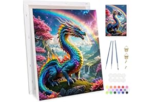 Bowetile Dragon Framed Paint by Numbers for Adults, Halloween Animals Painting by Numbers Kit for Adults Beginners Canvas Kit, DIY Color Oil Painting Acrylic Paints for Home Wall Decor, 30x40 cm
