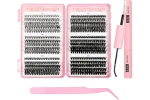 AUGESAK Ciglia Finte Ciuffetti,580 Pezzi Kit Extension Ciglia,30-40-50-60-80-100D Lash Cluster,Ciuffetti Ciglia Finte Kit per Ragazze e Donne Principianti (8-16mm Mix)