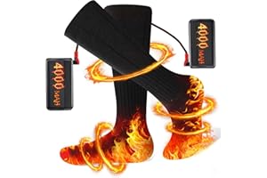 CaiQiXuan Beheizbare Socken Damen Herren, Wiederaufladbare Heizsocken mit 4000mAh Akku 3 Heizstufen, Beheizte Socken Warme Socken Fusswärmer, Socken Beheizbar für Wintersport Skifahren