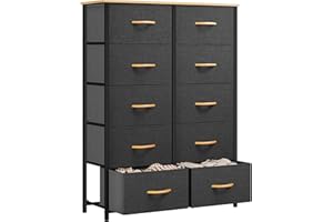 YITAHOME Cajonera de Tela, Cómoda de Tela, Unidad de Almacenamiento de Tela, con 10 cajones Extraíbles, Cómoda de para Sala de Estar, Dormitorio, habitación Infantil, Gris Oscuro