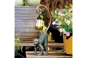 Goodeco Monkey Statue Solar Garden Ornaments Tail Hanging Solar Lantern - Home Lawn Decor Monkey Garden Accessories for Patio,Balcony,Garden Gifts for Women/Men/Mom Copper 41.5cm