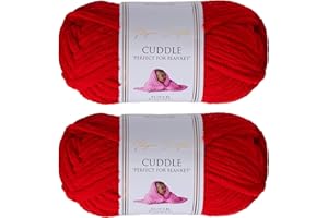 Utopia Crafts Cuddle Super Chunky Chenille Soft Yarn for Knitting and Crochet 2x 100g (Red)