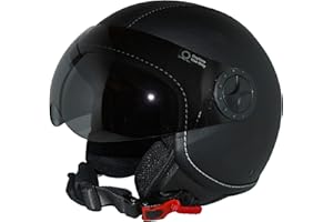 protectWEAR Kask motocyklowy typu jet z wizjerem w pokryciu ze sztucznej skóry, H730, L
