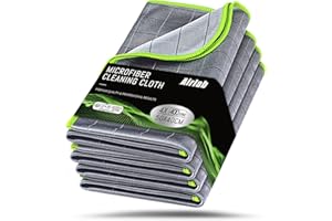 Airlab Panni Microfibra Carbonio Auto Moto 50x40CM, 400GSM Asciugamani Rapido Lava Asciuga Senza Aloni Catturapolvere Assorbenti Lucidatura, 4X Panno Pulire Vetri, Stracci per Pulizia Interni Esterni