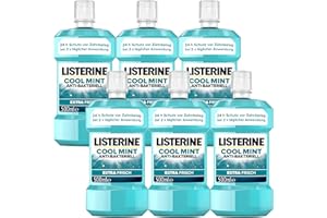‎LISTERINE LISTERINE Cool Mint 6 x 500 ml, antibakterielle Mundspülung mit ätherischen Ölen und Minzgeschmack, Mundwasser bekämpft wirksam Bakterien im Mundraum, optimale Ergänzung zur täglichen Zahnpflege