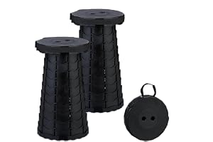Relaxdays teleskopisk pall 2-pack, hopfällbar, bärrem, utomhus
