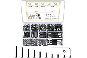 woshilaoDS 320 Pezzi Viti e Bulloni e Dadi a Testa Esagonale Kit, M5 Viti Bulloni e Dadi Set, Nero Vite a Brugola Cilindrica con Esagono Incassato, Vite Testa Bottone Brugola