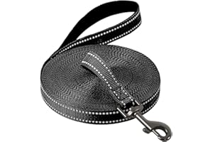 Demigreat Smycz dla psów, 3 m / 5 m / 10 m / 15 m / 20 m, wytrzymała, długa, odblaskowa smycz treningowa z wyściełanym uchwytem i paskiem na rękę, smycz treningowa dla małych i dużych psów