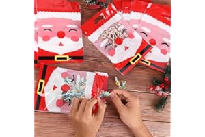 VALICAER 50 szt. Bolsas para Galletas de Navidad Bolsas Regalo Navidad Bolsa de Dulces Navideño, Transparent Papa Noel Navidad Fiestas Bolso Dulces Galletas Chocolates Decoración de Regalos