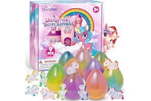 Qivatex Unicorn Bath Bombs for Kids Lot de 9 bombes de bain licorne pour enfants avec jouet surprise à l'intérieur, 9 grands cadeaux personnalisés pour enfants