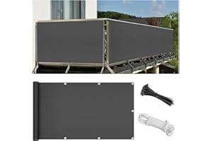 Flyace Balkonabdeckung 85x700cm Multi Farbe und Größe Balkonumspannung Zaunschutz für Balkon Terrasse Balkonabdeckung Polyester 180 g/m² Blickdichte Wasserfest Windfest mit Seil Kabelbindern und Ösen