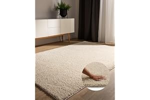 ‎BENUTA benuta Sohari Basic High Pile Rug, Living Room, Cream, 200 x 290 cm, Minimalist Look, Soft & Washable, for Bedroom, Hallway or Dining Room, Suitable for Underfloor Heating