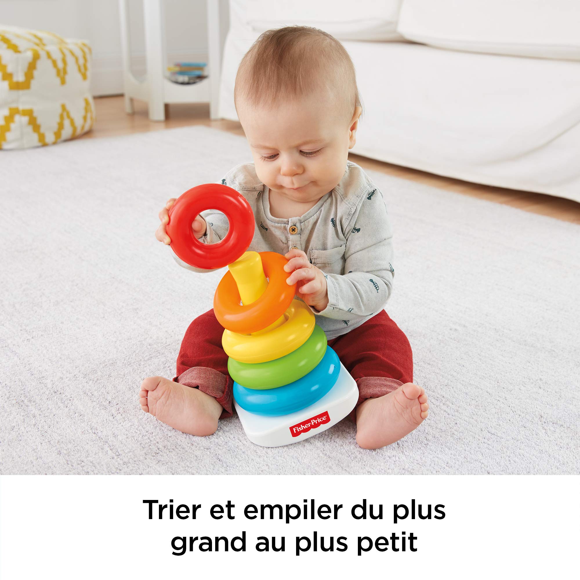Fisher Price Pyramide Arc En Ciel Jouet Bebe Favorise La Coordination Des Gestes Et L Apprentissage Des Couleurs