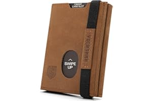 DODENSHA Slim Wallet, Genuine Leather Minimalist Wallet for Mens, RFID Blocking Tri-Fold Slim Credit Card Wallet with 10 Cards, 2 Banknote Compartments, ID Window, Coin Pocket Men Wallets with Gift Box