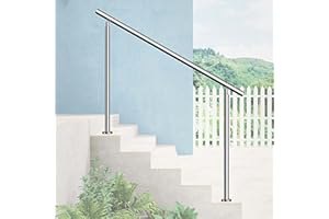 AICA SANITAER AICA Barandilla escalera, pasamanos de acero inoxidable para jardines, porches, entradas, interior y exterior escalera, Plateado, 150x106cm, 0 barras transversales