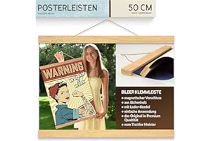 charlique® magnetische Posterleiste aus Holz 50 cm – Premium Posterschiene zum schnellen Bilder Wechsel – die Original Magnet Bilderleiste aus Eiche natur