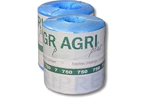 AGRI plus 1 Doppelpack Pressengarn/Erntegarn (10 kg - Für Rundballen 750 m/kg, Blau)