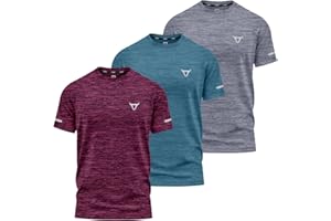 TORO ACTIVA Pack of 3 Mens Short Sleeve T-Shirts Workout Athletic Fit Moisture Wicking Fast Drying Sports T-Shirts S-2XL