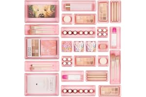 Vtopmart Lot de 25 organiseurs de tiroir en plastique rose