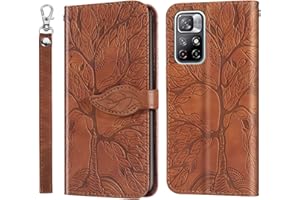 Rostsant Funda para Xiaomi Redmi Note 11 4G / Redmi Note 11S 4G Árbol en Relieve Carcasa de Cuero PU Funda Teléfono Billetera para Xiaomi Redmi Note 11S / Redmi Note 11 4G - Marrón