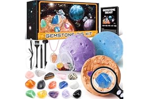 Subtail Kit di Scavo Del Pietre e Cristalli - Minerali da Collezione - Cristallo|Pianeti|Fossili|Gemme Esperimenti Scientifici Per Bambini - Giochi Per Bambini Pasqua Regalo Bambina 6 7 8 9 10 11 12