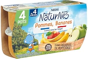 NESTLÉ BÉBÉ Nestlé Naturnes Purée de Fruits Bébé Pommes Bananes - Dès 4/6 mois - 4x130g