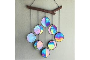 YIWOYI Stained Glass Window Hangings Panel,Clear and Rainbow Phase Hanging Celestial Phase Wall Decor Stained Glass Phase Ramadan Decoration (as show)