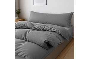 BESCH Juego Funda Nórdica de 3 Piezas para Cama de 135 Color Gris Oscuro - Funda Nordica 220x220cm + Sábana Ajustable 135x190/200cm + Funda Almohada 45x145cm