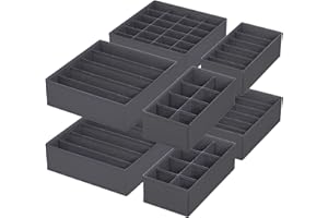 LOVICVKEM Set di 8 Organoizer Armadio Cassetti Intimo,Non Tessuto Cassetto Organizer,Pieghevole Organizer Armadio Salvaspazio,Organizer Cassetti Armadio per t-Shirt,Calzini,Cravatte,Reggiseni.Grigio