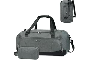 SPORTSNEW Bolsa Deporte Gimnasio Mochila Hombre Bolsa de Viaje Mujer Grande Gym Bag con Zapatos y Compartimentos Húmedos Correa de Hombro Ajustable con un Pequeño Neceser, Gris