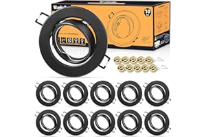Wonkelly LED Einbaustrahler GU10 Set,(inkl. Fassung), Spot 230V, Lochdurchmesser 68mm, Einbaurahmen In Rund, Schwarz-Gebürstet, 30° Schwenkbar, Einbauspots aus Metall, für Einbaubeleuchtung（10 Stück）