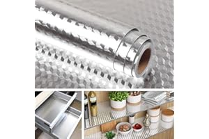 Livelynine Vinilo Adhesivo Metalizado Antisalpicaduras Cocina Embellecedor Plata Encimera Resistente al Calor Protector Mueble Fregadero 40CMX2M
