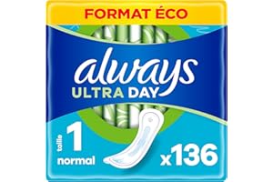 Always Damskie bardzo chłonne wkładki Normal (rozmiar 1), 136 sztuk, bardzo chłonne i ultracienkie, na okres