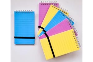 NAYA Notepads 6 Pack Spiral Pocket Notebooks, Wire Bound Flip Witting Note Pad, Small Memo, Jotting, Doodle Pads, Reporter Multipack Notebook Mini, Cover Note Book.